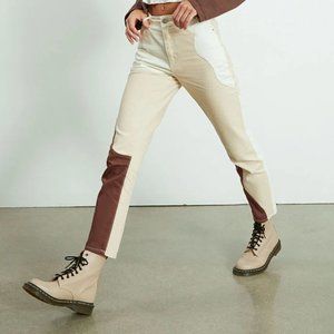 PacSun Exo Tan & Brown Paneled Mom Jeans NWT